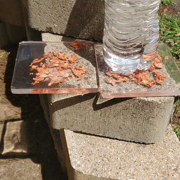 Handmade Rose Gold Resin Coaster Set of 2 - Picture 6 of 6